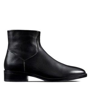 Brand New in Box Clark's "Pure Rosa" Black Leather Chelsea Booties - Size 7